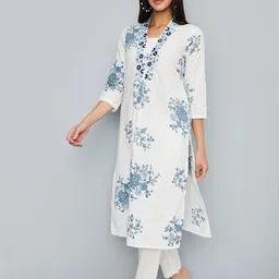 max Floral Printed V-Neck Thread Work Straight Kurta With Trousers image 5