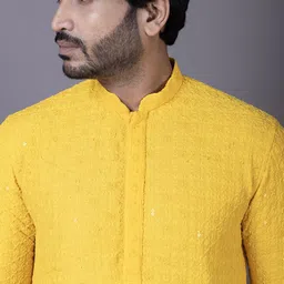 DEVOILER Men Ethnic Motifs Embroidered Kurta with Pyjamas image 2