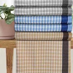 Athom Living Brown & Blue 5 Printed Cotton 210 GSM Bath Towel-picture-29