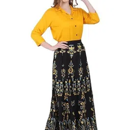 ERUDITE CLUB Shirt & Printed Flared Skirt Set image 4