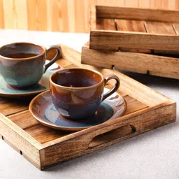 Brown Mango Wood Naturally Burnt Design Serving Trays By Hashcart image 5