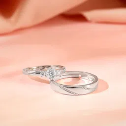GIVA Unisex Set of 2 Rhodium-Plated 925 Silver We Are Together Couple Finger Ring-picture-55