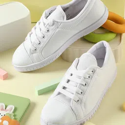 LIBERTY Laced Up Solid School Shoes - White-picture-26