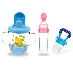 Chinmay Kids Straw Feeding Sipper Anti Spill for Kids Fruit Feeder And Soother - Made of Food-Grade Material, 100% free of BPA  (Blue-Pink-Blue)-picture-27
