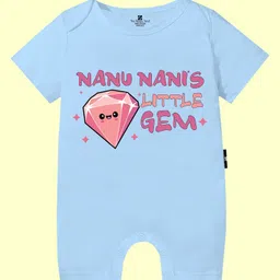 The Peppy Tend 100% Cotton Family Theme Half Sleeves Nanu Nanis Little Gem Printed Romper - Blue-picture-25