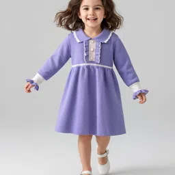 Mark & Mia Full Sleeves Solid Woollen Dress - Lavender-picture-25