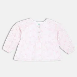 MINI KLUB Cotton Woven Full Sleeves Schiffli Embroidered Top - Pink-image-48