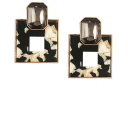 MINJI AND CO. Gold Plated Artificial Stones Studded Geometric Drop Earrings image 5