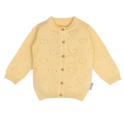 Mi Arcus Unisex Cotton Full Sleeves Heart Design Cardigan Yellow image 3