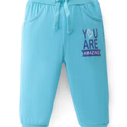 Doodle Poodle Single Jersey Knit Full Length Lounge Pant with Heart & Text Print Pack of 2 - Blue & Orange image 2