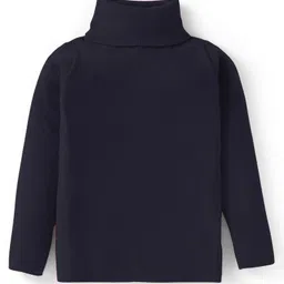 Yellow Apple Viscose Knit Full Sleeves Turtle NeckSolid Colour Winter T-Shirt - Navy Blue image 2