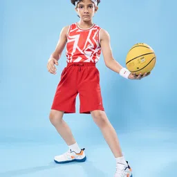 Pine Active Ultra Light Woven Above Knee Length Solid Color Performance Shorts - Red image 2