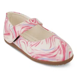 Jazzy Juniors Marble Designed Velcro Closure Mary Jane Ballerinas - Pink image 3
