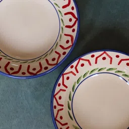 WEAVING HOMES Indie Pasta Plate with Beautiful White Color Dinnerware Piece image 4