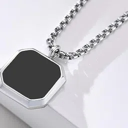 INKO & CO Men Stainless Steel Silver-Plated Square Shaped Pendant With Chain-picture-26