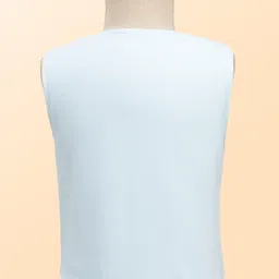 Babyhug Woven Full Sleeves Solid Color 3 Piece Party Suits with Bow - Aqua Blue image 5