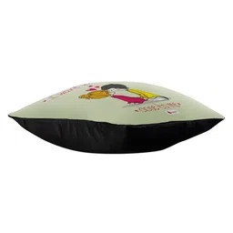 Indigifts Green & Pink Printed Square Shaped Pre-Filled Cushion image 3