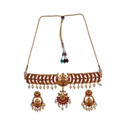 STILEADDA Gold Plated Multicolour Goddess Choker with Earrings image 2