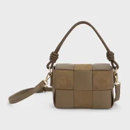 RSVP by Nykaa Fashion Women's Brown Woven Rectangle Top Handle Sling Bag image 4