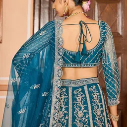 panchhi Embroidered Sequinned Semi-Stitched Lehenga & Unstitched Blouse With Dupatta image 3