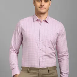 Louis Philippe Men Slim Fit Checked Spread Collar Cotton Formal Shirt-picture-26