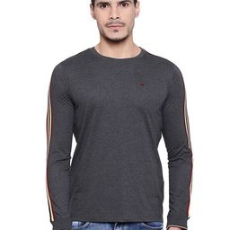 Basics Men Striped Round Neck Cotton Slim Fit T-shirt-image-77