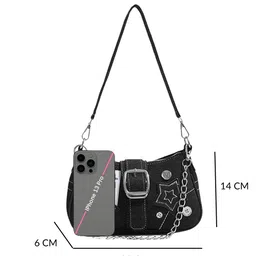 ITALISH Structured Embroidered Hobo Bag With Detachable Sling Strap image 2