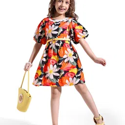 Hola Bonita Print Flared Sleeve Fit & Flare Dress-image-0