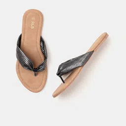 R&B Women Textured Open Toe Flats-picture-27