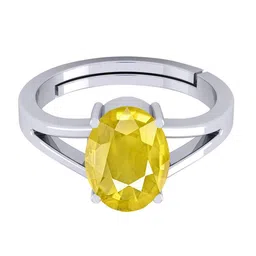 VISHVMA Silver Plated 7.00 Ratti Sapphire Pukhraj Gemstone Studded Finger Ring-picture-22