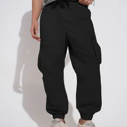 SHOWOFF Men Low-Rise Black Regular Fit Cargos Trousers-picture-16