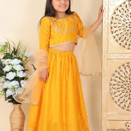 Superminis Girls Embellished Foil Print Ready to Wear Lehenga & Blouse With Dupatta image 4