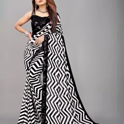 Flip The Style Embellished Sequinned Pure Georgette Leheriya Saree-image-76