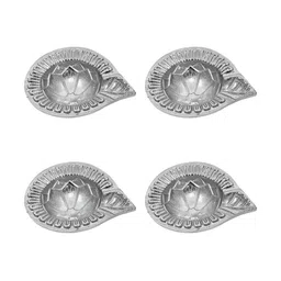 Metalsmith 4Pcs Grey Textured Metal Pooja Diya image 5