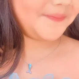 ShimmerTots Girls Rhodium-Plated Contemporary Vibrant Mermaid Tail Pendants with Chains image 2