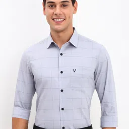 Allen Solly Men Spread Collar Tartan Checked Cotton Slim Fit Formal Shirt-picture-12