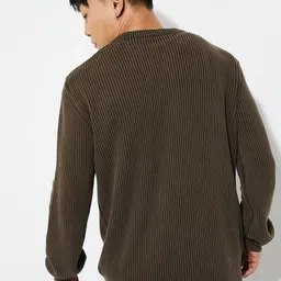max Men Ribbed Round Neck Long Sleeve Cotton Pullover image 2