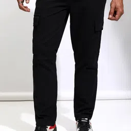 HIGHLANDER Men Straight Fit Easy Wash Cargos Trousers-image-33