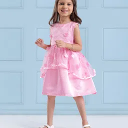 Mark & Mia Sleeveless Party Frock Floral Motif - Pink-picture-24