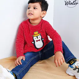 Babyoye Full Sleeves Acrylic Applique Pullovers - Red-image-80