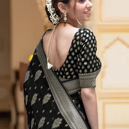 CaniBani Ethnic Motifs Zari Silk Blend Handloom Banarasi Saree image 4