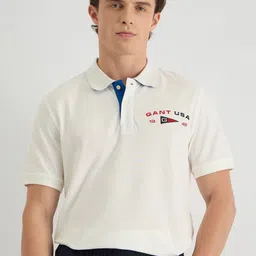 GANT Men Typography Printed Polo Collar Cotton T-shirt-picture-36