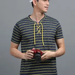 BLUE ARC Men Striped V-Neck T-shirt-picture-13