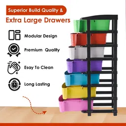 RUBOXA Red & Blue 7-Tier Multipurpose Drawer Cabinet Organiser image 5