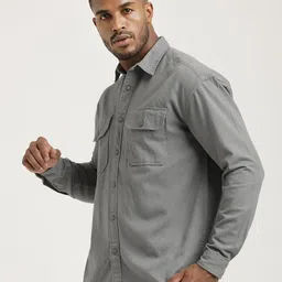 Blu MNKY Smart Typography Printed Spread Collar Slim Fit Casual Cotton Shirt image 5