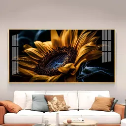 THE NEXT DECOR Yellow & Brown Dew Drop Petals Painted Wall Art-picture-16