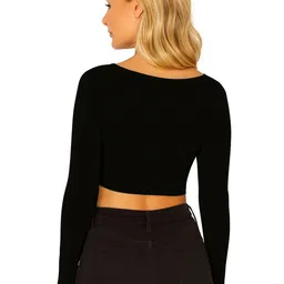 PUERY Scoop Neck Cotton Fitted Crop Top image 3