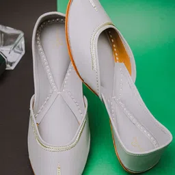 Sangria Embroidered Leather Casual Mojaris Flats image 1