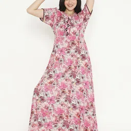 NIGHTSPREE Floral Printed Maxi Nightdress-image-24