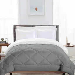 Comfowell White Checked Heavy Winter Microfiber 210 GSM Reversible Double Bed Comforter image 5